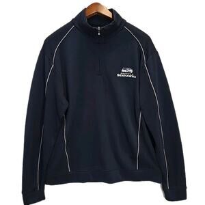 Cutter & Buck Mens L Seattle Seahawks 1/4 Zip Textured Pullover Navy Blue Golf